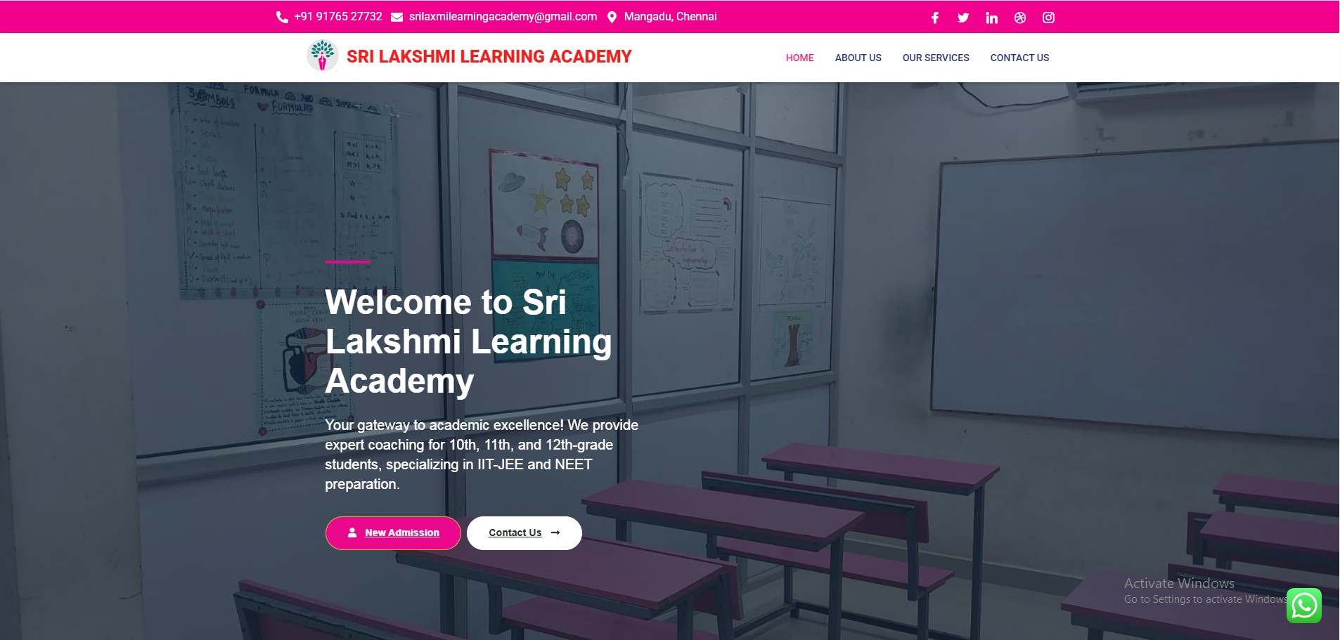 srilakshmilearningacademy mangadu chennai iit jee neet coaching center client of latvy technologies