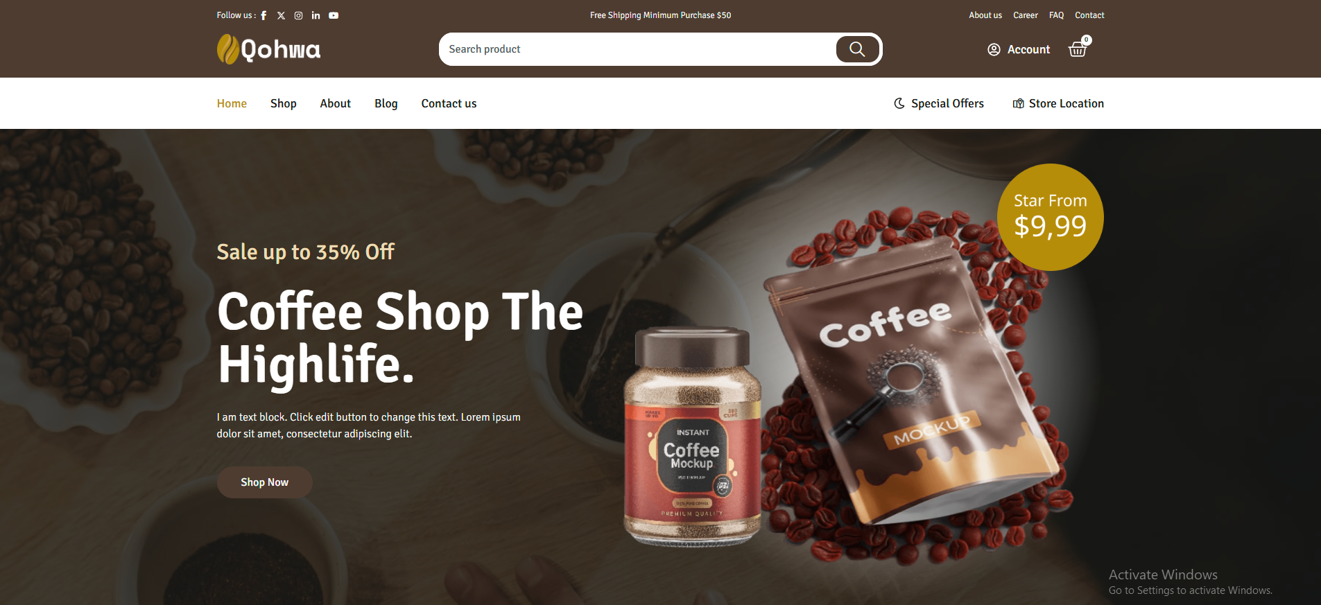 Coffee shop website by latvy technologies the best website design and development company in chennai